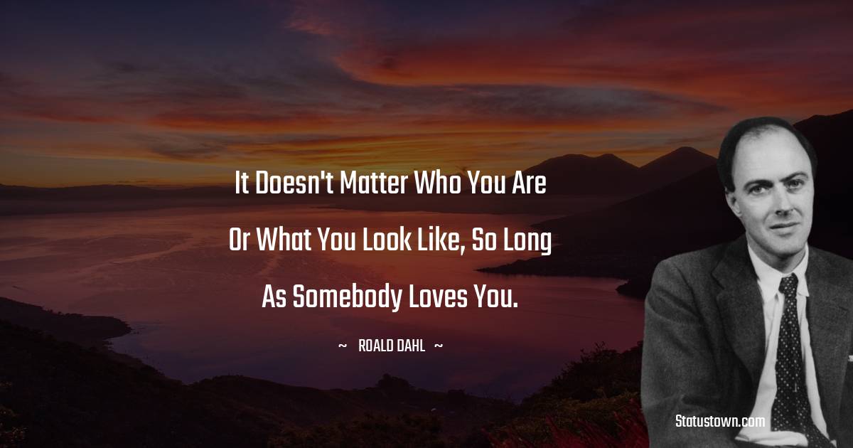 Roald Dahl Quotes - It doesn't matter who you are or what you look like, so long as somebody loves you.
